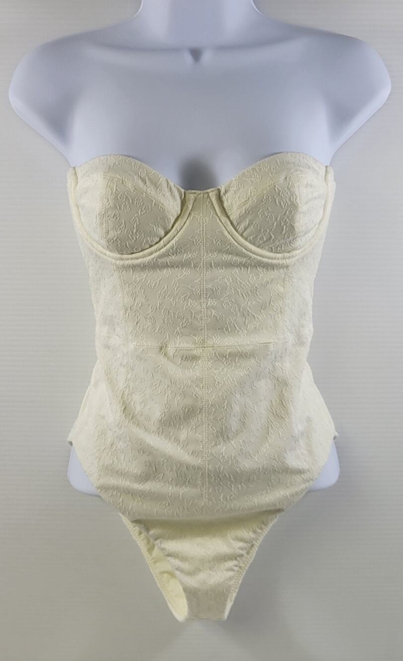 M1) Tularosa Everly Woman One Piece Ivory Textured Swimsuit Swimwear Small